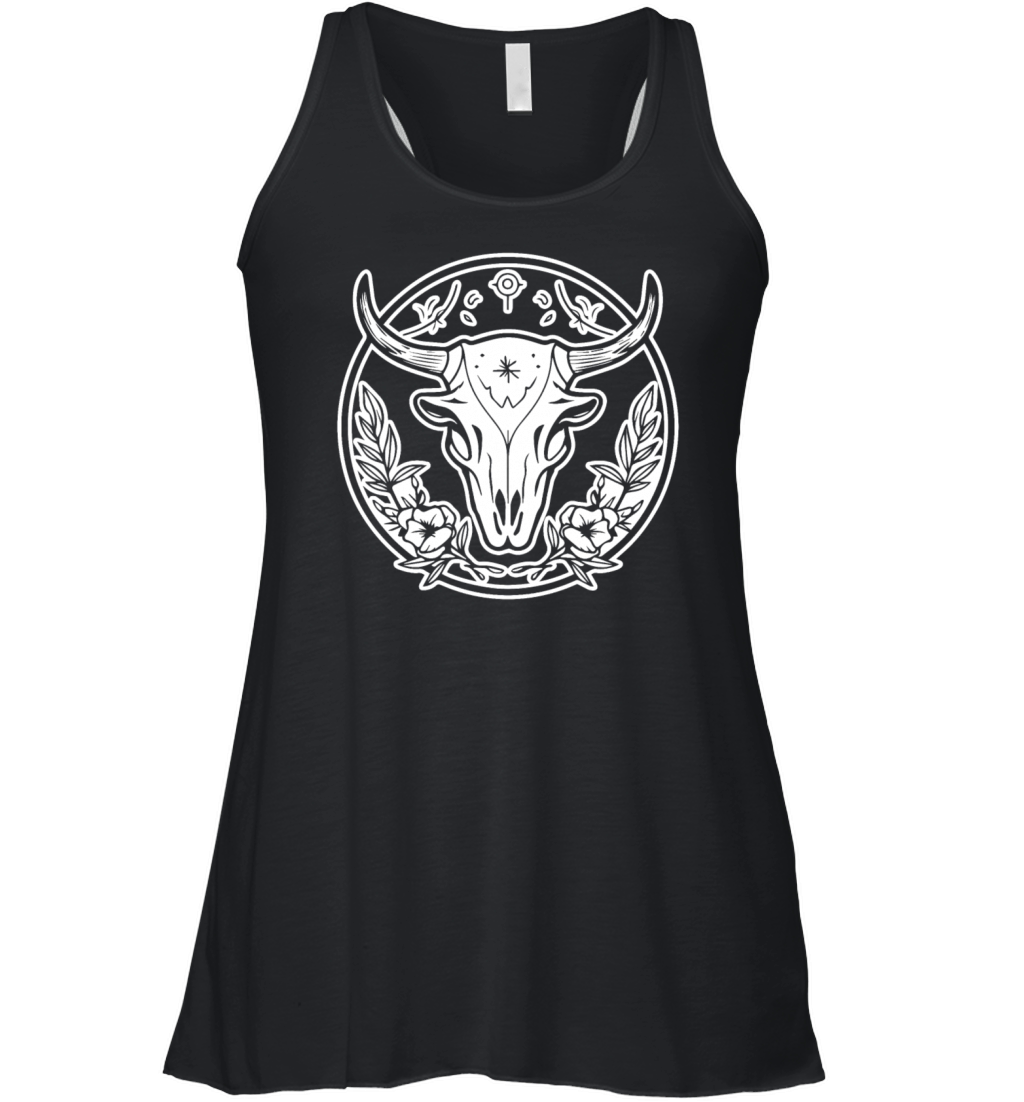 Cow Skull Boho Women's Flowy Tank Top