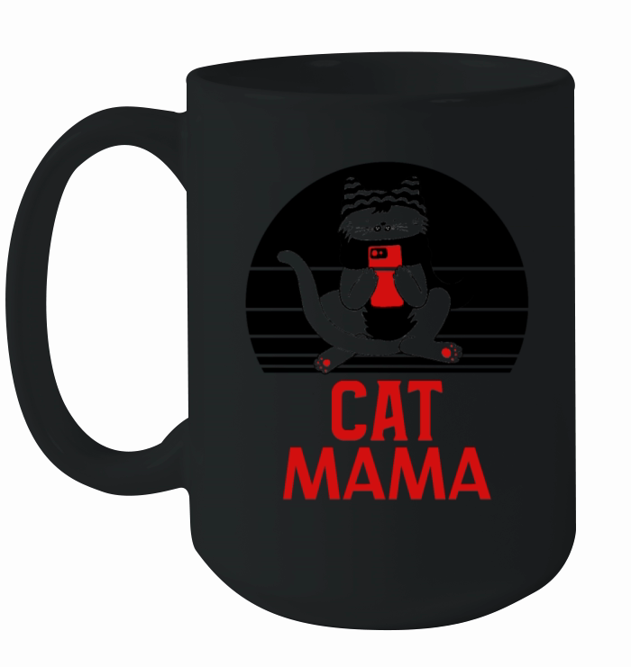 Cat Mom Vintage Style Distressed Retro Cat Lady Ceramic Mug