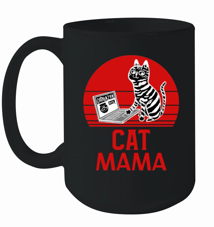 Retro Cat Mama Shirt Vintage Style Feline Lover Ceramic Mug