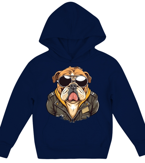 A retro and vintage theme showcasing a bulldog Kids Hoodie