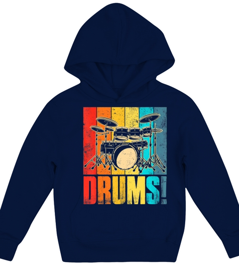 Drum Kit Musician Vintage Funny Music Drum Player Kids Hoodie