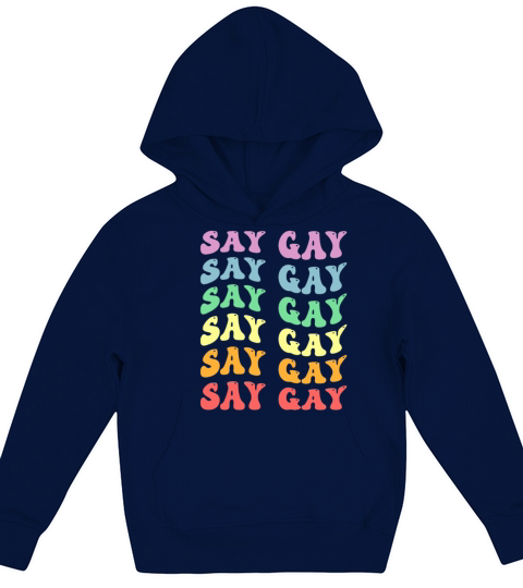 LGBTQ Say Gay Pride LGBT Rainbow Flag Color Retro Kids Hoodie