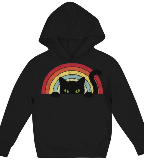 Meow Black Cat Vintage Background Kids Hoodie