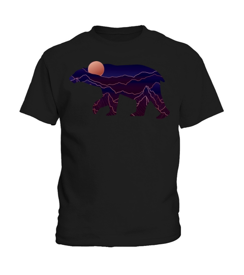 Bear With Abstract Mountain Kids T-Shirt