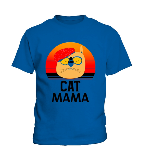 Cat Mom Tee Funny Vintage Retro Sunset Cat Kids T-Shirt