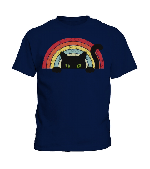 Meow Black Cat Vintage Background Kids T-Shirt