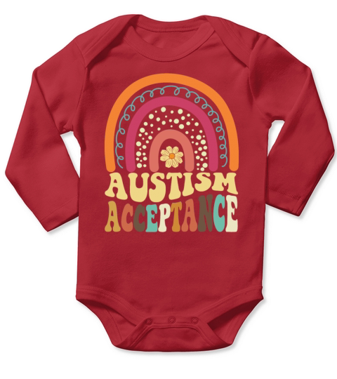 Autism Awareness Acceptance Rainbow Autism Long Sleeve Baby One-Piece