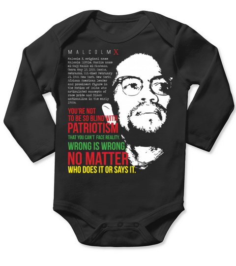 best education quote with malik el shabazz Long Sleeve Baby One-Piece
