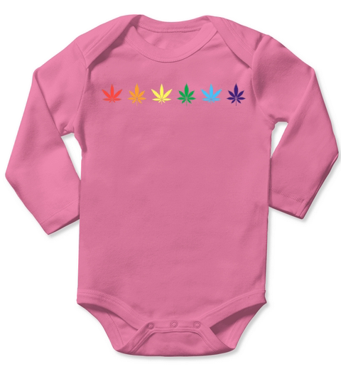 Rainbow Marijuana Cannabis Weed LGBT Pride Ally Long Sleeve Baby One-Piece