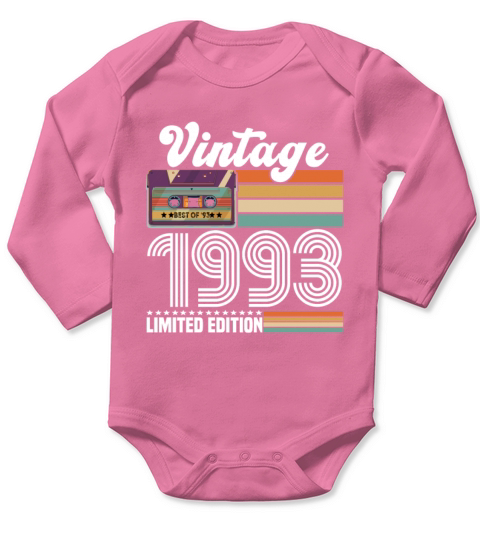 Vintage 1993 30th Birthday Fiftieth Gift Long Sleeve Baby One-Piece