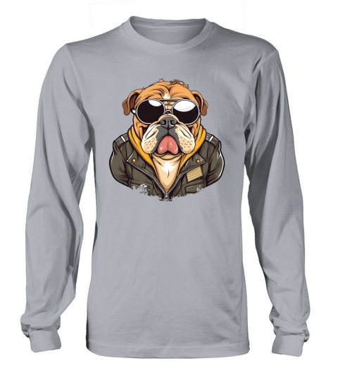 A retro and vintage theme showcasing a bulldog Long sleeved Unisex