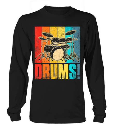 Drum Kit Musician Vintage Funny Music Drum Player Long sleeved Unisex