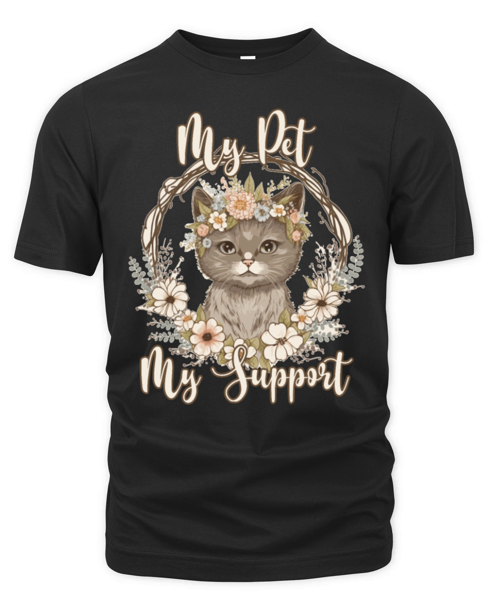 My Pet My Support Inspiring Quote Fur Parents Cat Organic Unisex T-shirt