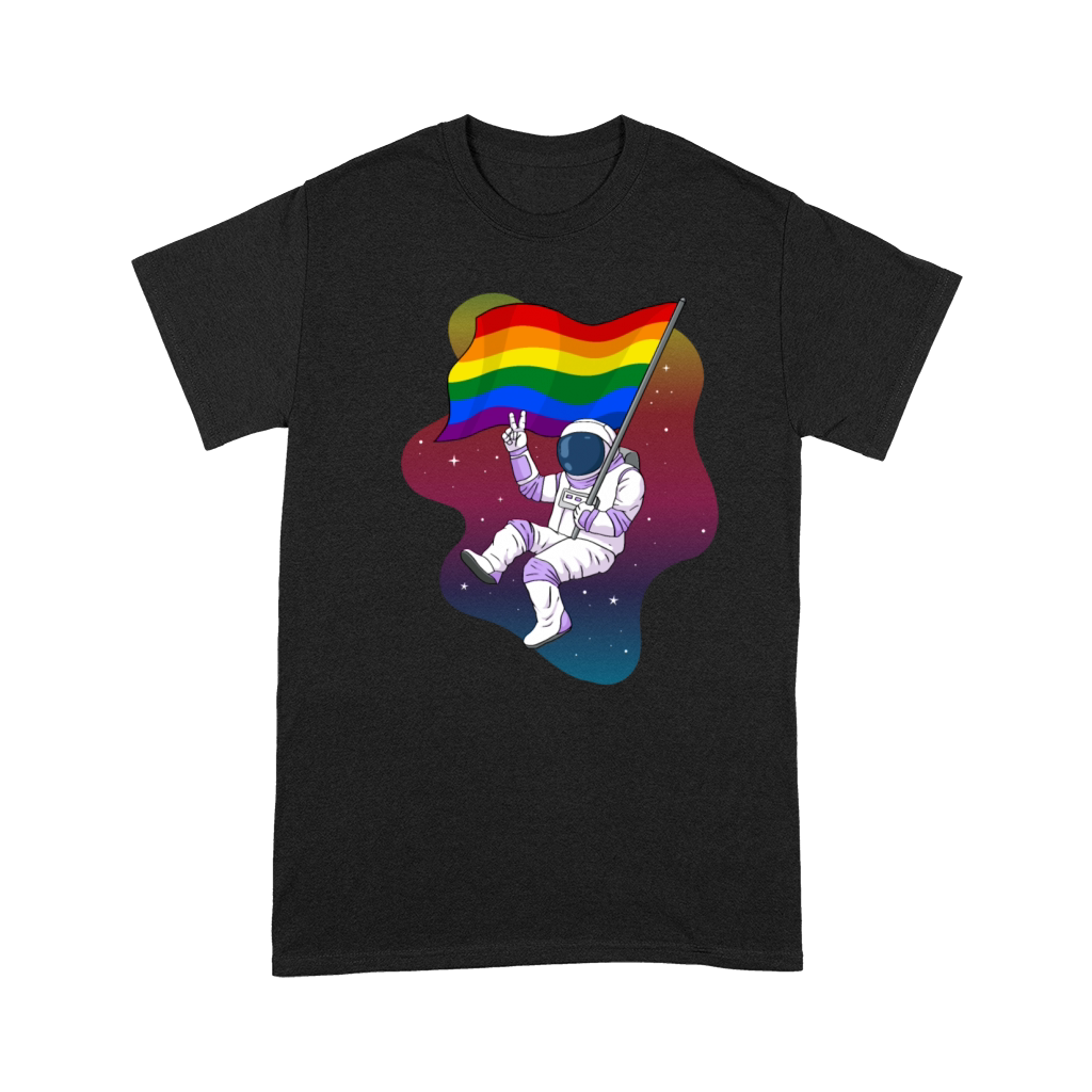 Gay Pride Rainbow Flag Space Astronaut Subtle Premium T-shirt