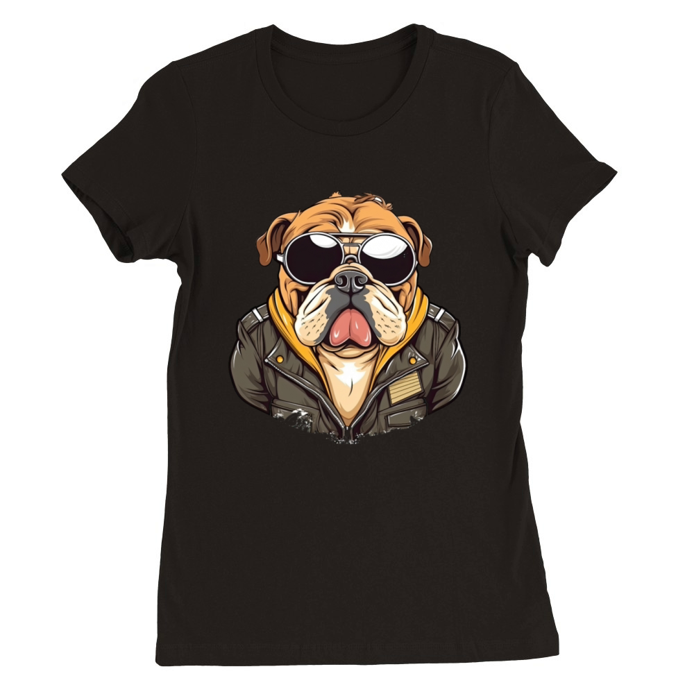 A retro and vintage theme showcasing a bulldog Premium Womens Crewneck T-shirt