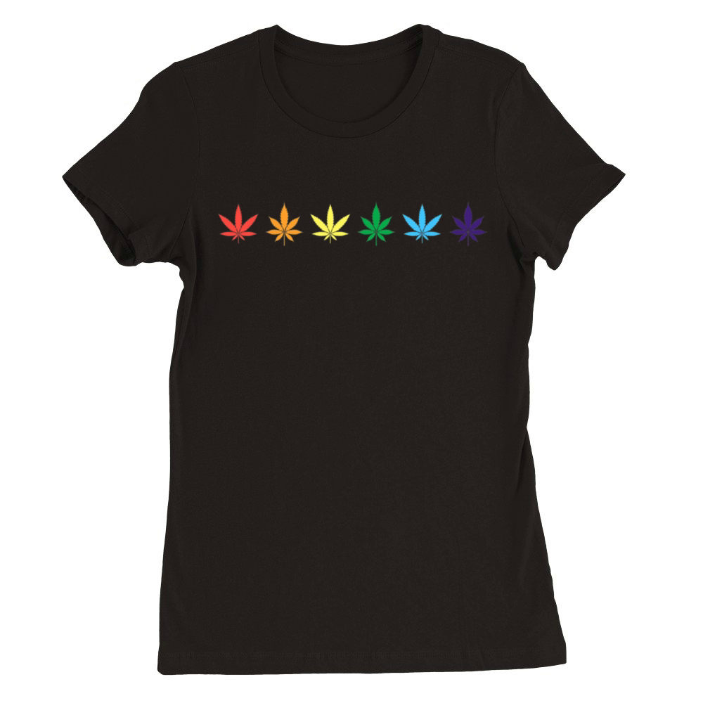 Rainbow Marijuana Cannabis Weed LGBT Pride Ally Premium Womens Crewneck T-shirt