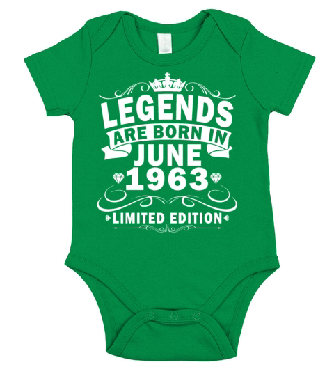 60th Birthday Vintage June 1963 Made in 1963 Short Sleeve Baby One-Piece