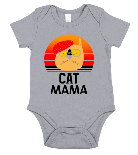Cat Mom Tee Funny Vintage Retro Sunset Cat Short Sleeve Baby One-Piece