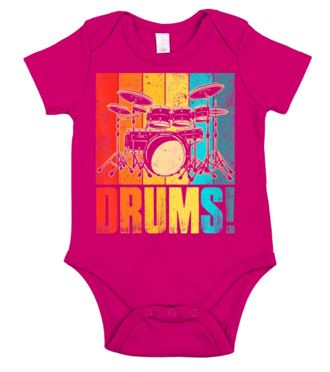 Drum Kit Musician Vintage Funny Music Drum Player Short Sleeve Baby One-Piece