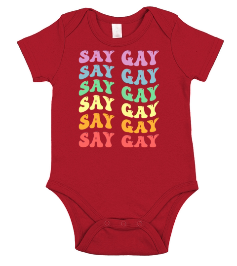 LGBTQ Say Gay Pride LGBT Rainbow Flag Color Retro Short Sleeve Baby One-Piece