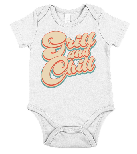 Vintage Classic Grill and Chill 4th of July Short Sleeve Baby One-Piece