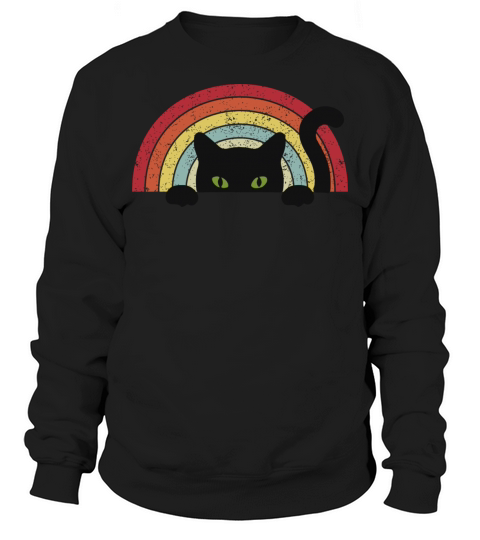 Meow Black Cat Vintage Background Sweatshirt Unisex