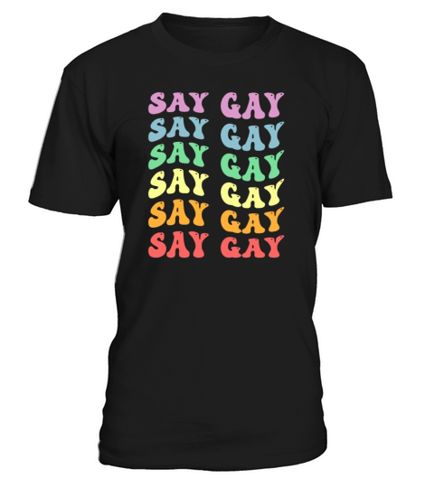 LGBTQ Say Gay Pride LGBT Rainbow Flag Color Retro T-Shirt Unisex