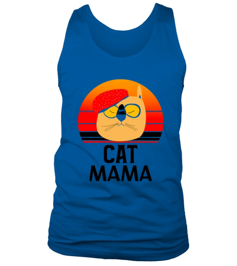 Cat Mom Tee Funny Vintage Retro Sunset Cat Tank Top Unisex