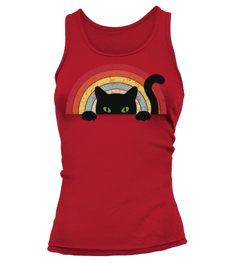 Meow Black Cat Vintage Background Tank top Woman