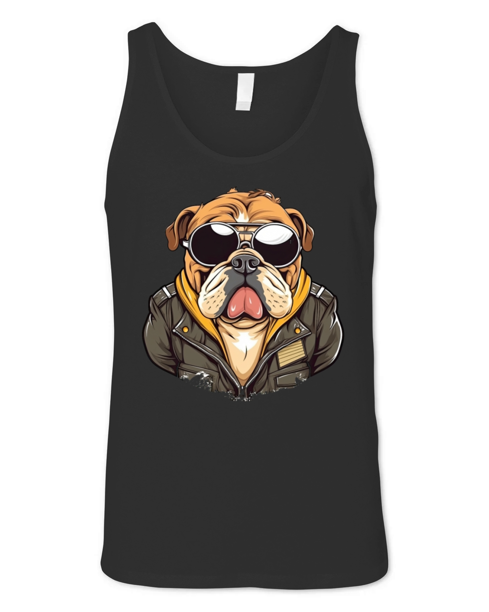 A retro and vintage theme showcasing a bulldog Unisex Jersey Tank