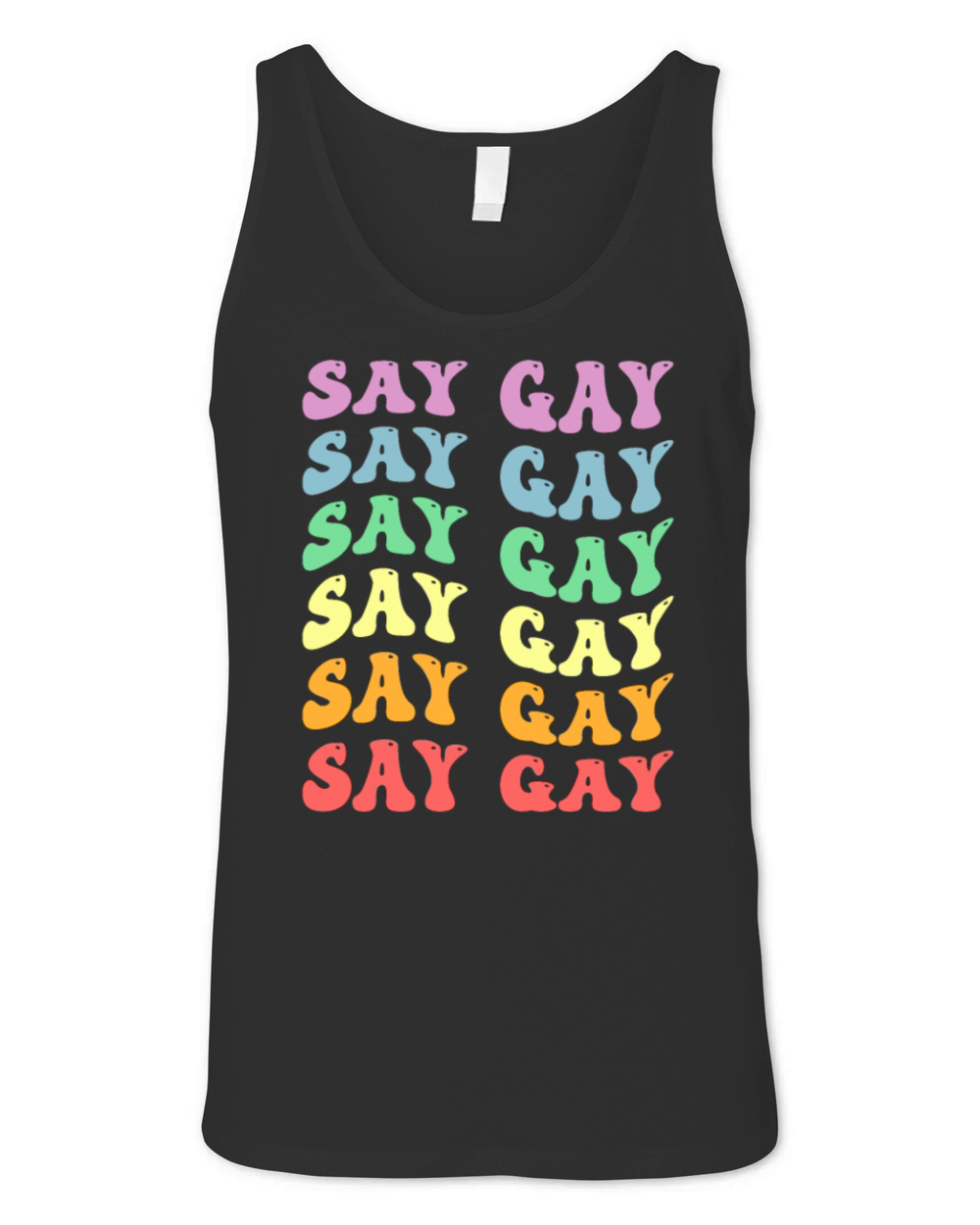 LGBTQ Say Gay Pride LGBT Rainbow Flag Color Retro Unisex Jersey Tank