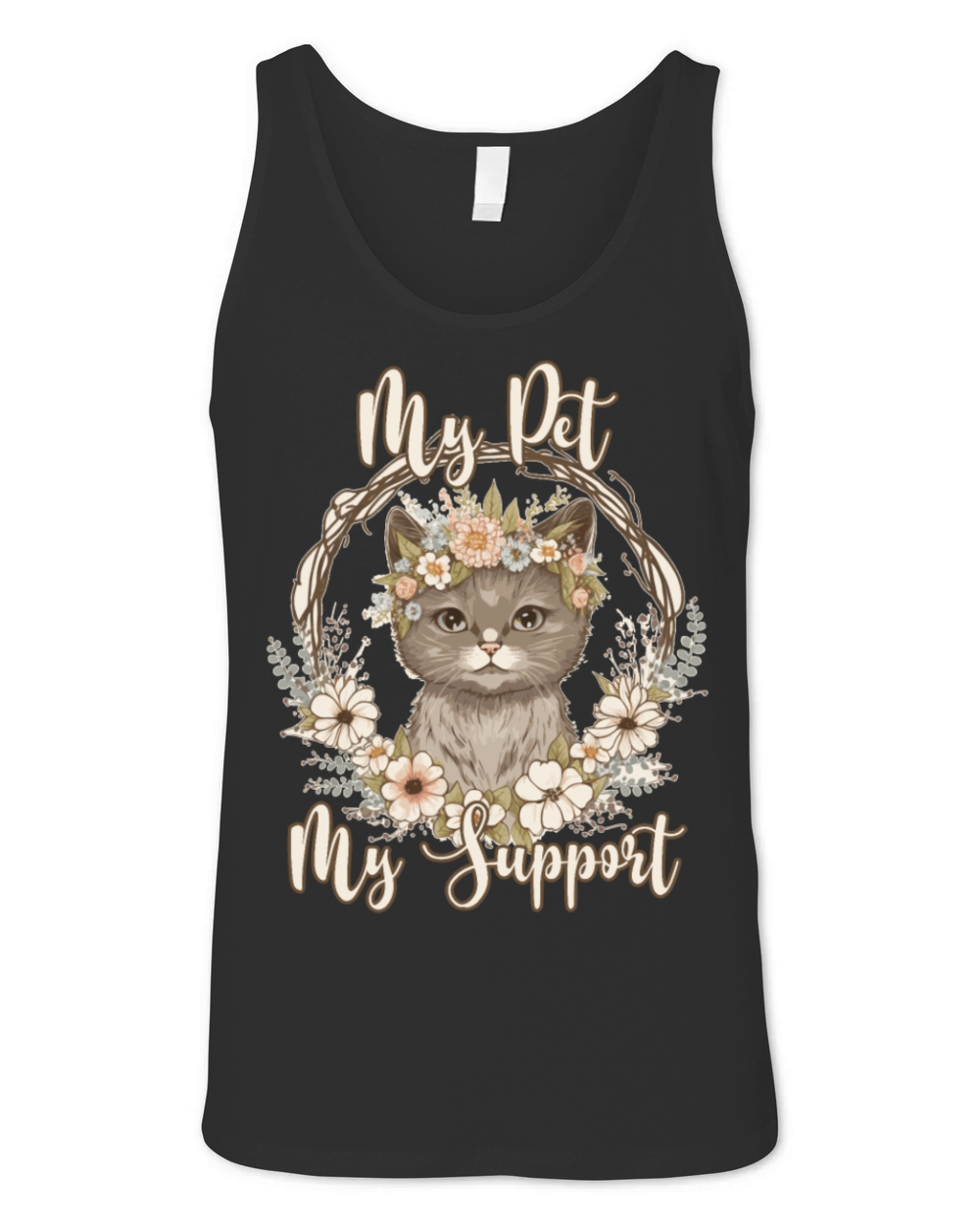 My Pet My Support Inspiring Quote Fur Parents Cat Unisex Jersey Tank