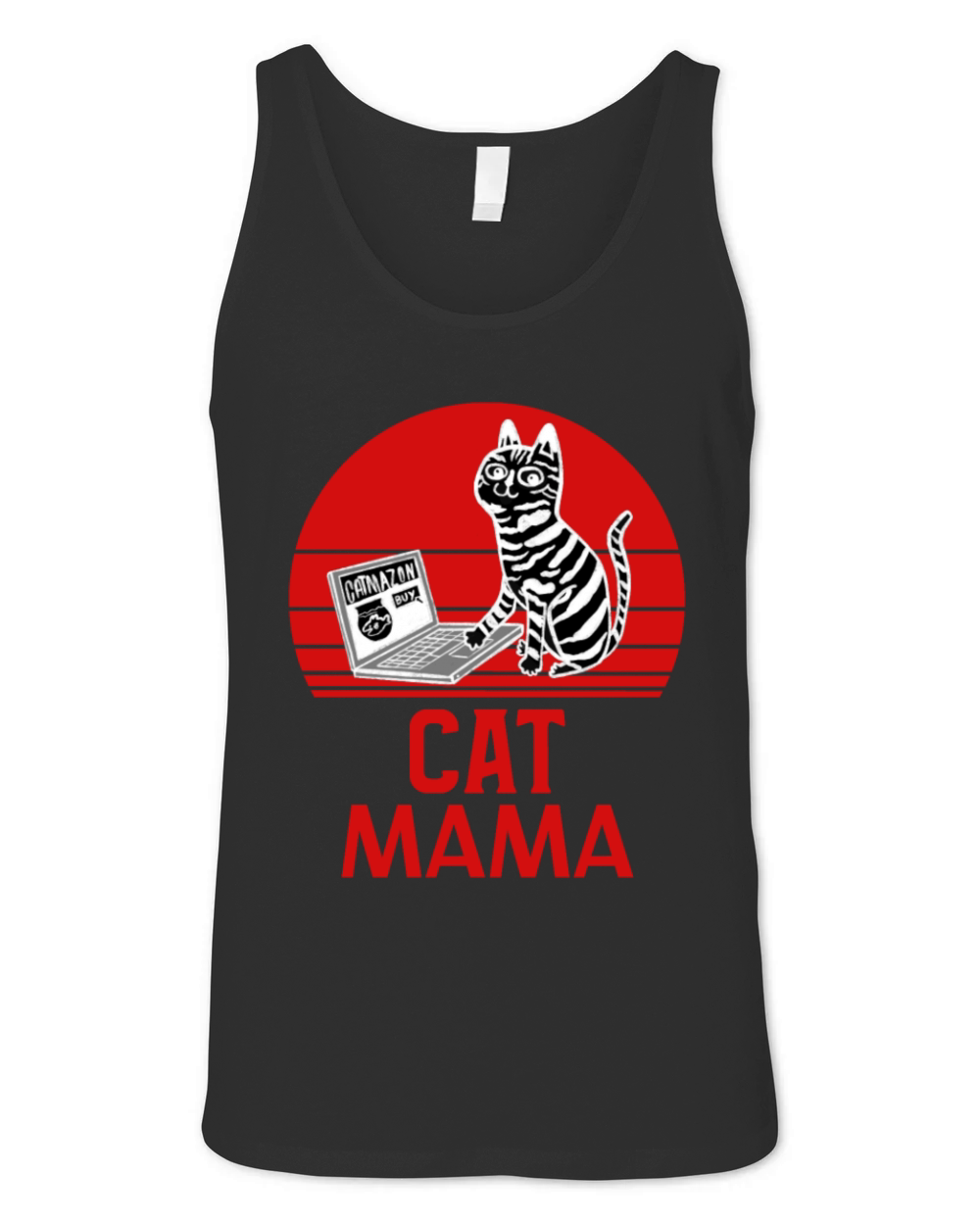 Retro Cat Mama Shirt Vintage Style Feline Lover Unisex Jersey Tank