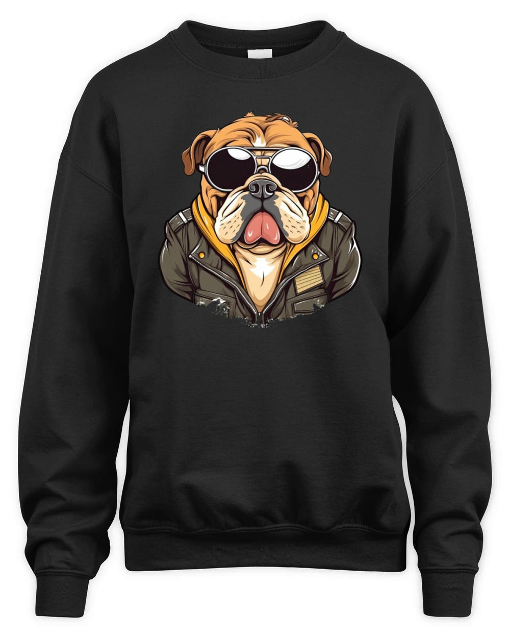 A retro and vintage theme showcasing a bulldog Unisex Premium Crewneck Sweatshirt