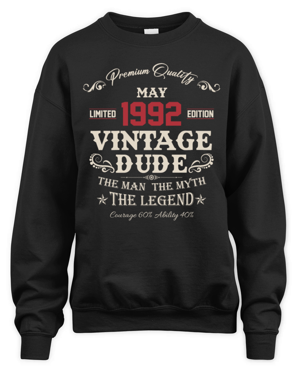 May 1992 Vintage Birthday Present Unisex Premium Crewneck Sweatshirt