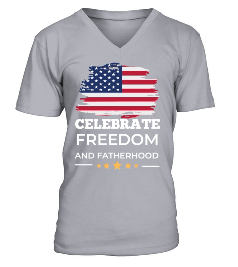 Celebrate Freedom and Fatherhood with flag America V-Neck T-shirt