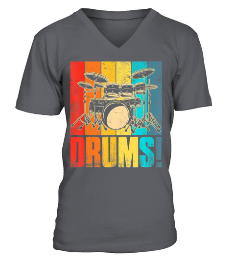 Drum Kit Musician Vintage Funny Music Drum Player V-Neck T-shirt