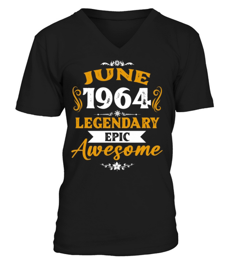 June 1964 Legendary Birthday Present V-Neck T-shirt