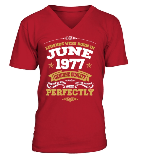 Vintage Aged To Perfection June 1977 V-Neck T-shirt