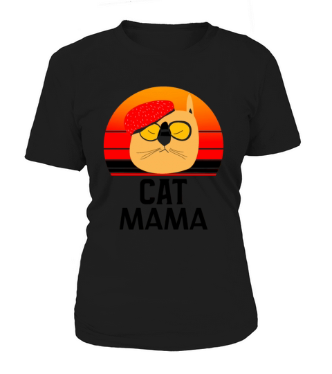 Cat Mom Tee Funny Vintage Retro Sunset Cat Women's T-Shirt