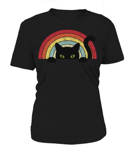 Meow Black Cat Vintage Background Women's T-Shirt