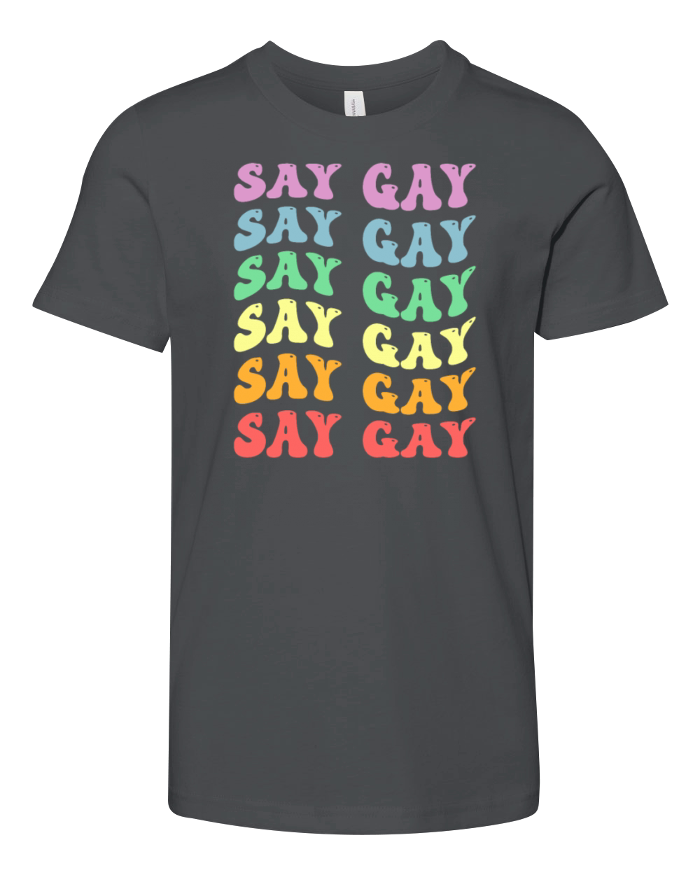 LGBTQ Say Gay Pride LGBT Rainbow Flag Color Retro Youth Unisex Jersey Tee
