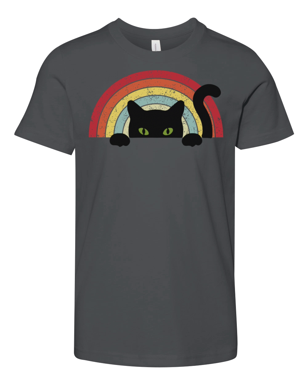 Meow Black Cat Vintage Background Youth Unisex Jersey Tee