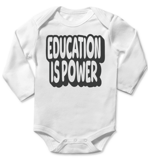 Education Is Power Vintage Quote Long Sleeve Baby One-Piece