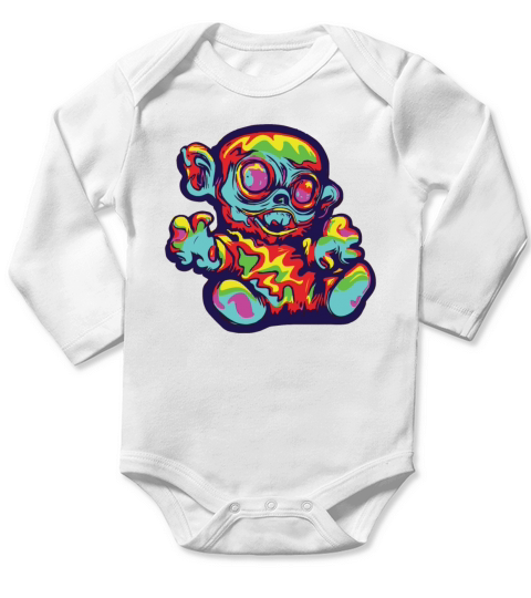 Horror Scary Bear Halloween Vampy Bear Long Sleeve Baby One-Piece