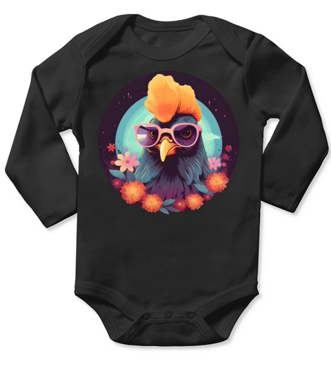 Retro Chicken Lovers Vintage Long Sleeve Baby One-Piece