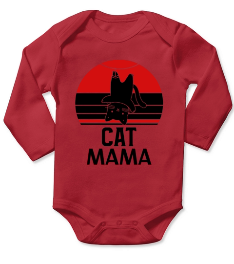 Retro Distressed Cat Mama Graphic Tee Vintage Long Sleeve Baby One-Piece