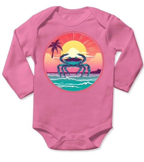 Vintage Crab Lovers Long Sleeve Baby One-Piece
