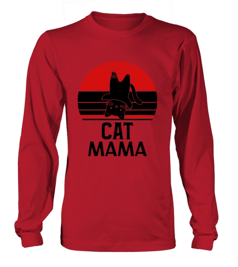 Retro Distressed Cat Mama Graphic Tee Vintage Long sleeved Unisex