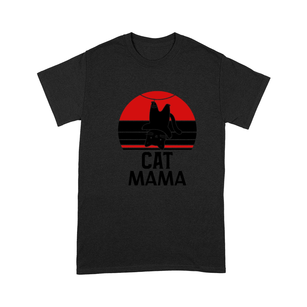 Retro Distressed Cat Mama Graphic Tee Vintage Premium T-shirt